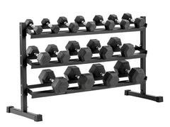 York Barbell 3 Tier Rubber Hex Dumbbell Rack, York Fitness