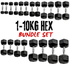 York Barbell 1kg-10kg rubber hex dumbbells set