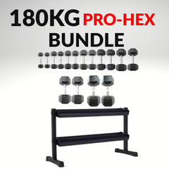 York Barbell 180KG Hex Dumbbell & Rack Bundle Set