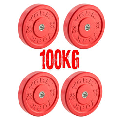 100KG York Barbell Olympic Solid Rubber Coloured Bumper Plates Bundle