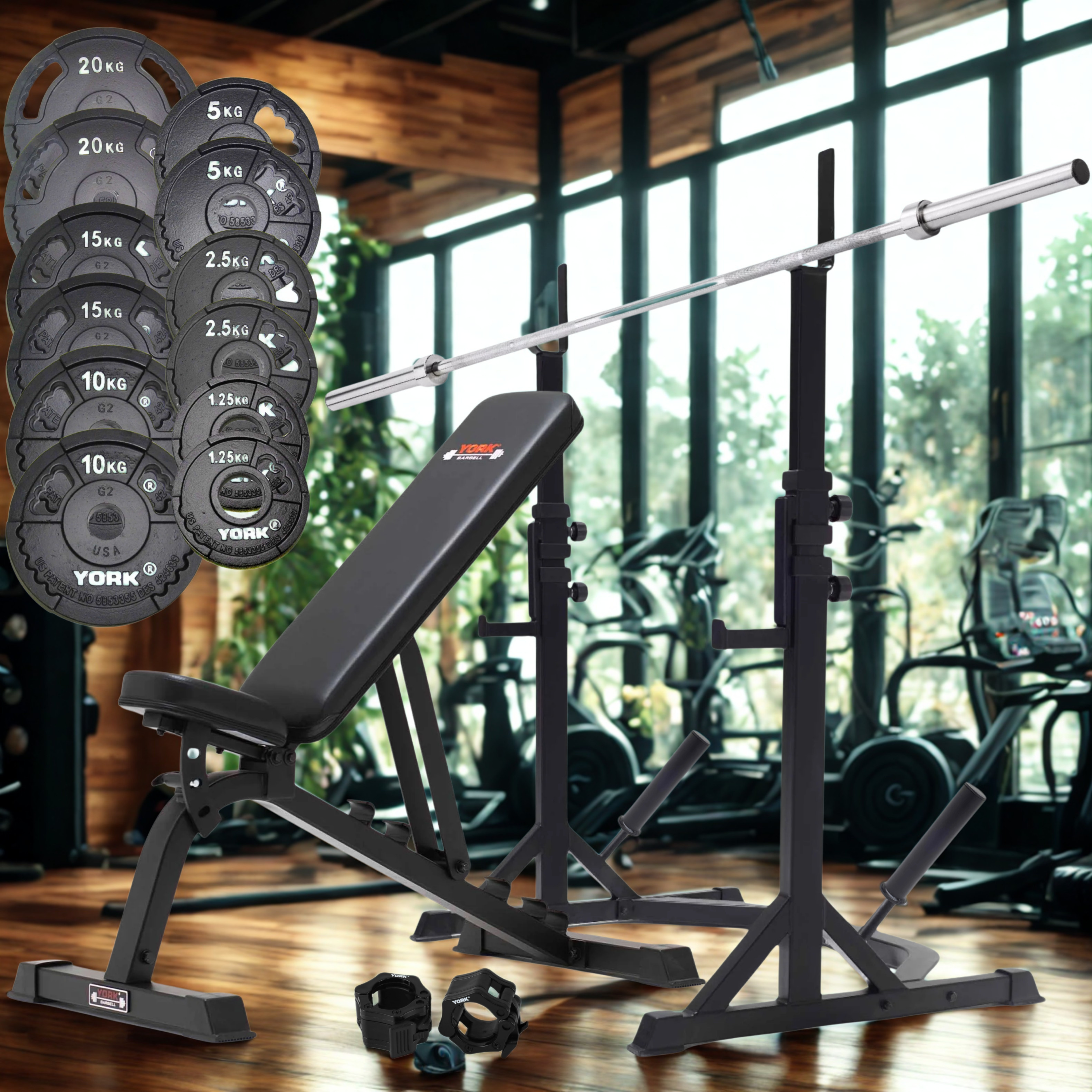 York Barbell C19S Olympic Squat Stands Bundle