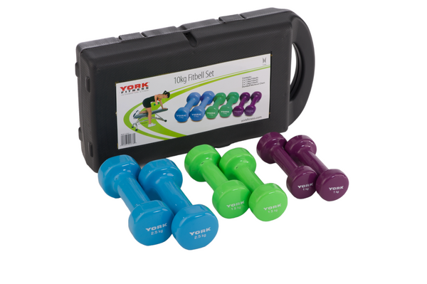 York Fitness Vinyl Dipped Dumbbell Set Fitbells Hand Weights