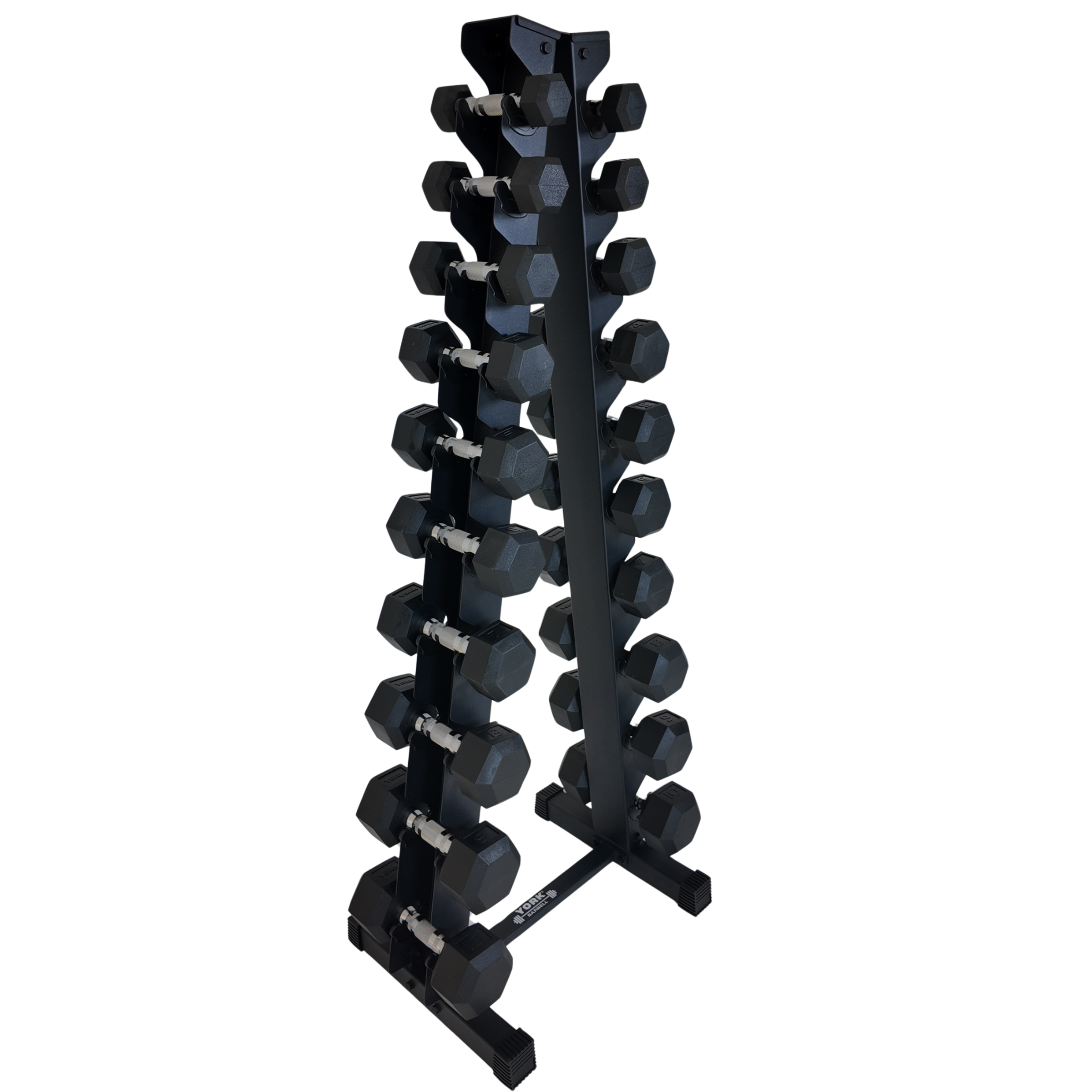 York Barbell 1kg-10kg Pro Hex Dumbbells & A Rack Set - (20 Dumbbells)