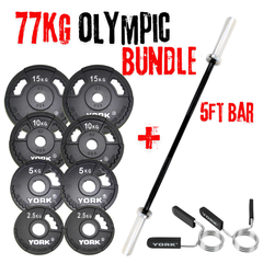 York Barbell G2 Cast Black Onyx Olympic 77kg Barbell Set