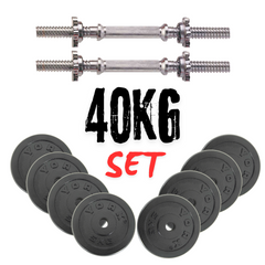 York Fitness 40 KG Black Cast Iron Dumbbell Spinlock Set (2 x 20kg)