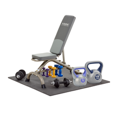 York Fitness Home Starter bench Set with 50KG Weights & Floor Mats