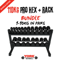 York Barbell 110kg Pro Hex Dumbbell Rack Set Bundle