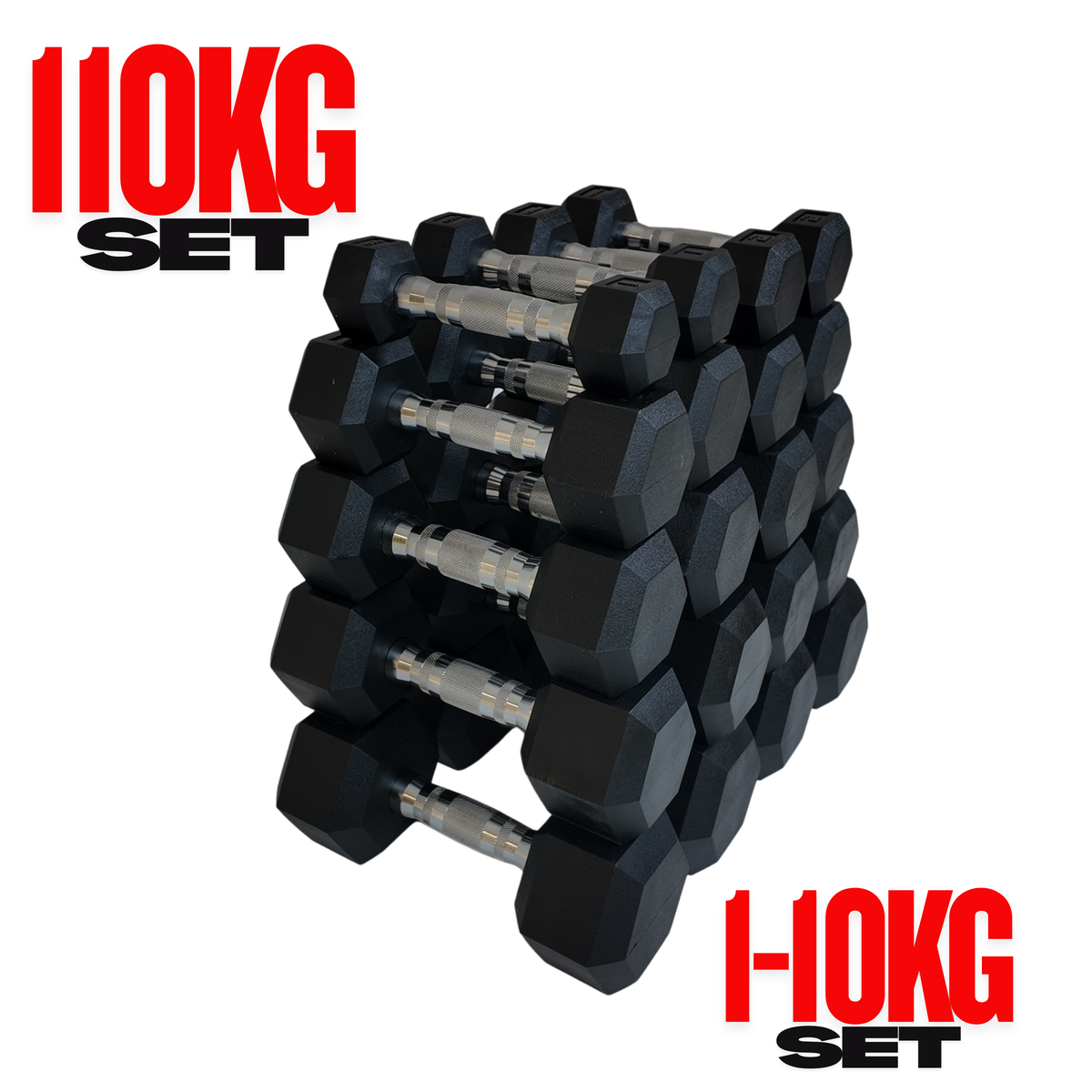York Barbell 1kg-10kg Pro Hex Dumbbells Set - (20 Dumbbells)