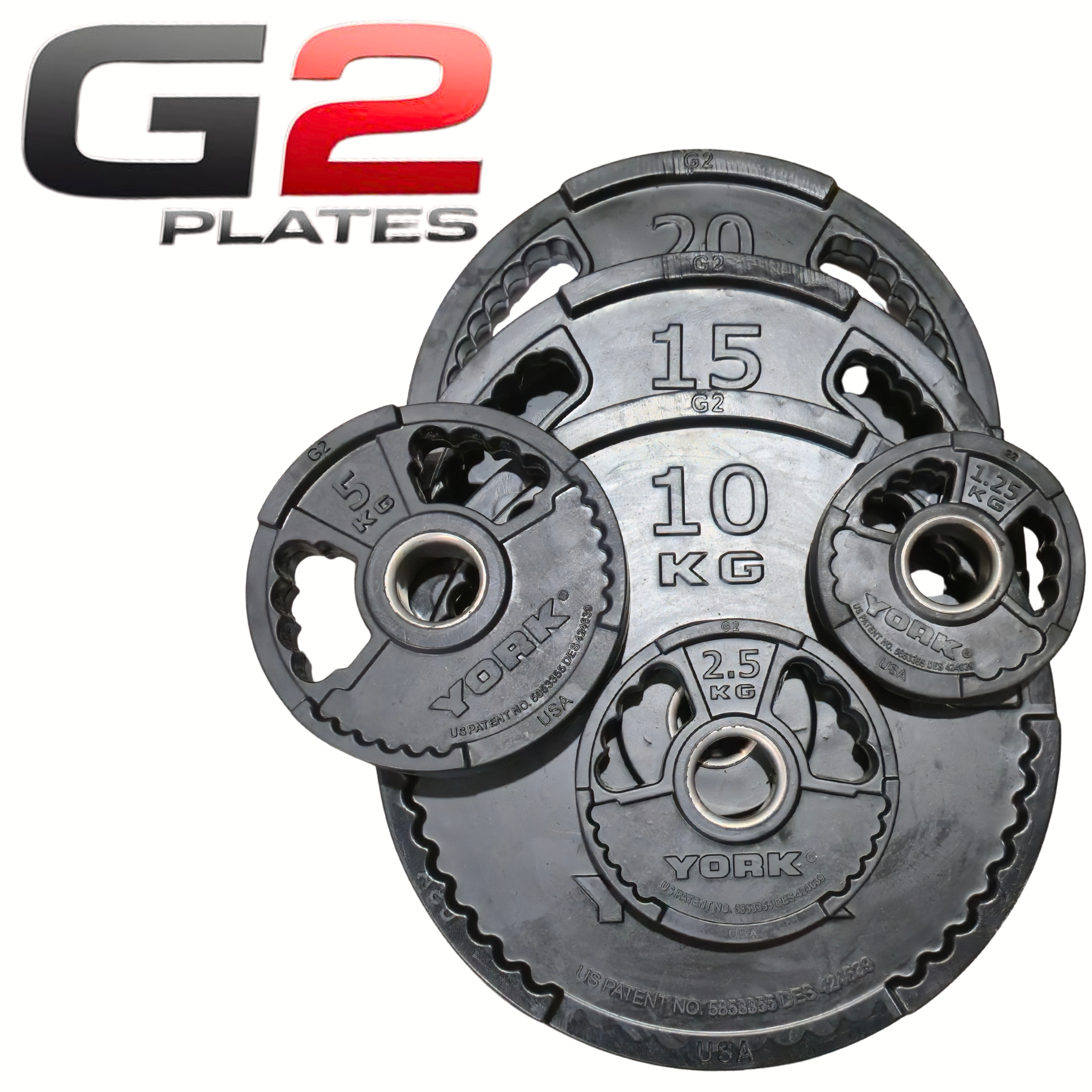 York Barbell G2 Rubber Olympic Weight Plates - Singles