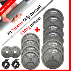 York Barbell "Xtreme" Grip Barbell 180kg Olympic cast Bundle
