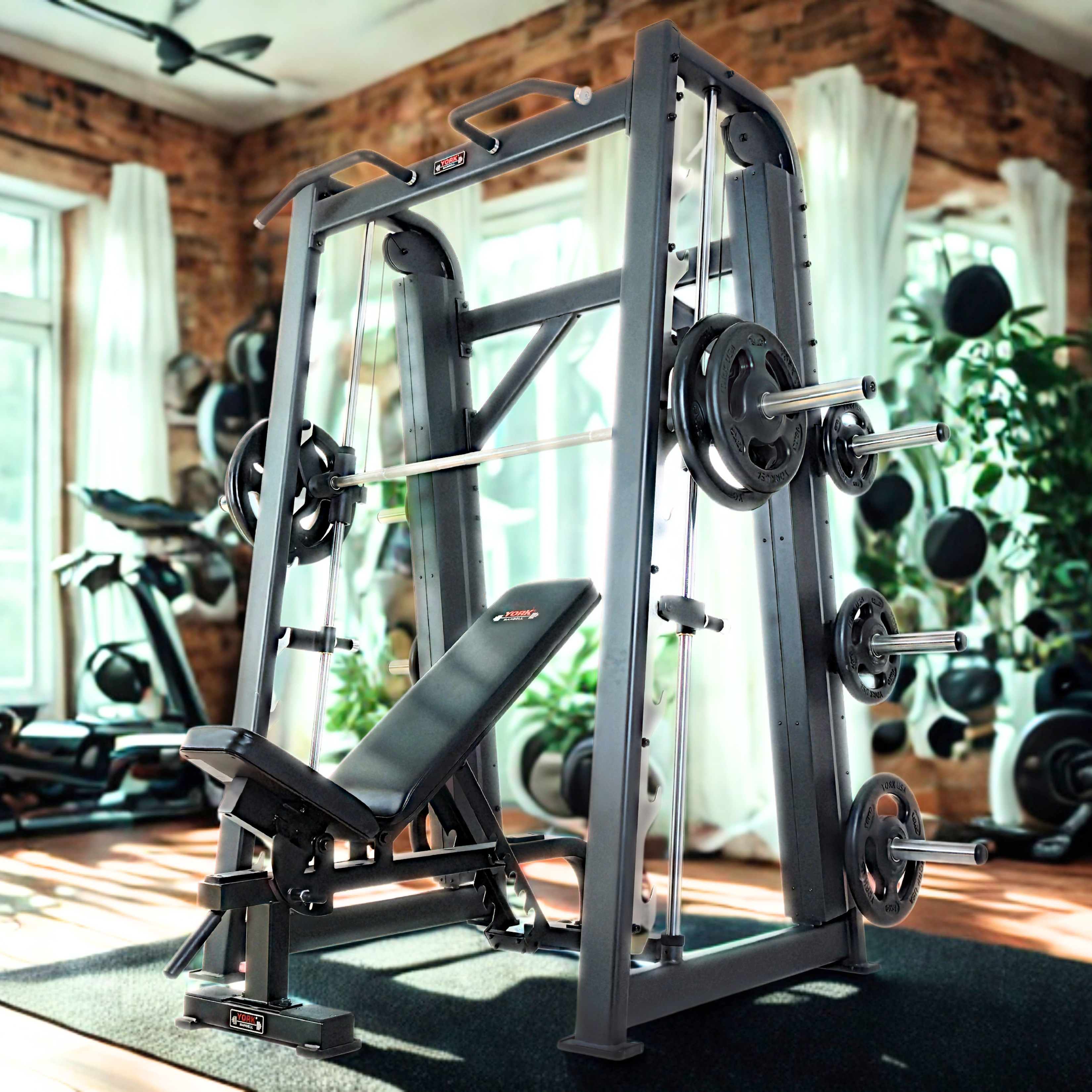 York Barbell C32SM Counter Balance Smith Machine with Weight Plate Storage