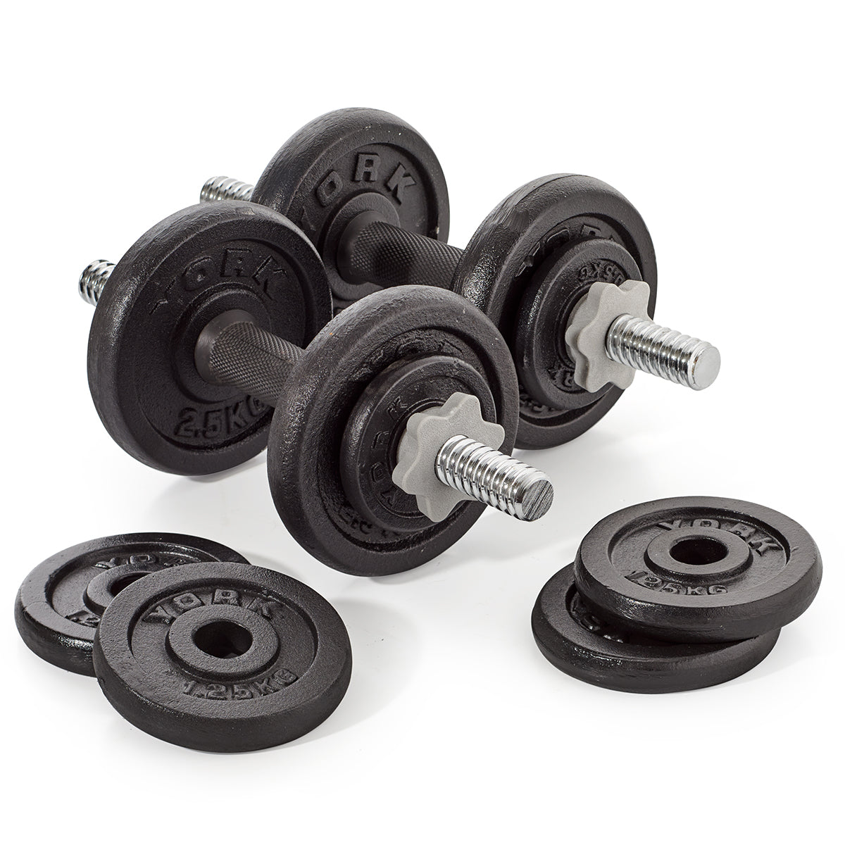 York Fitness 2 in 1 Dumbbell & Ab Bench with Curl and 20kg Weights Set