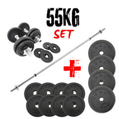 York Fitness 55 KG Cast Iron Spinlock Barbell | Dumbbell Set