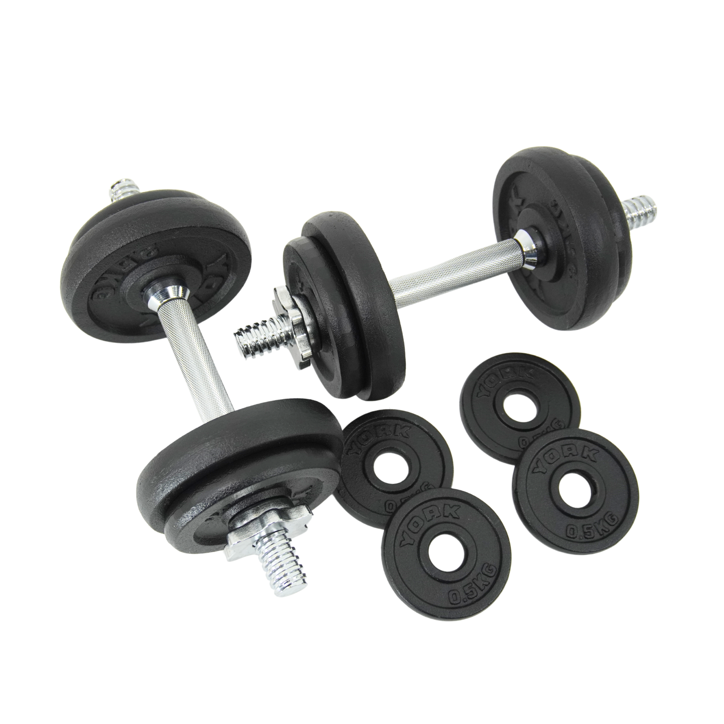 York Fitness 20 KG Black Cast Iron Dumbbell Spinlock Set (Metal collars)