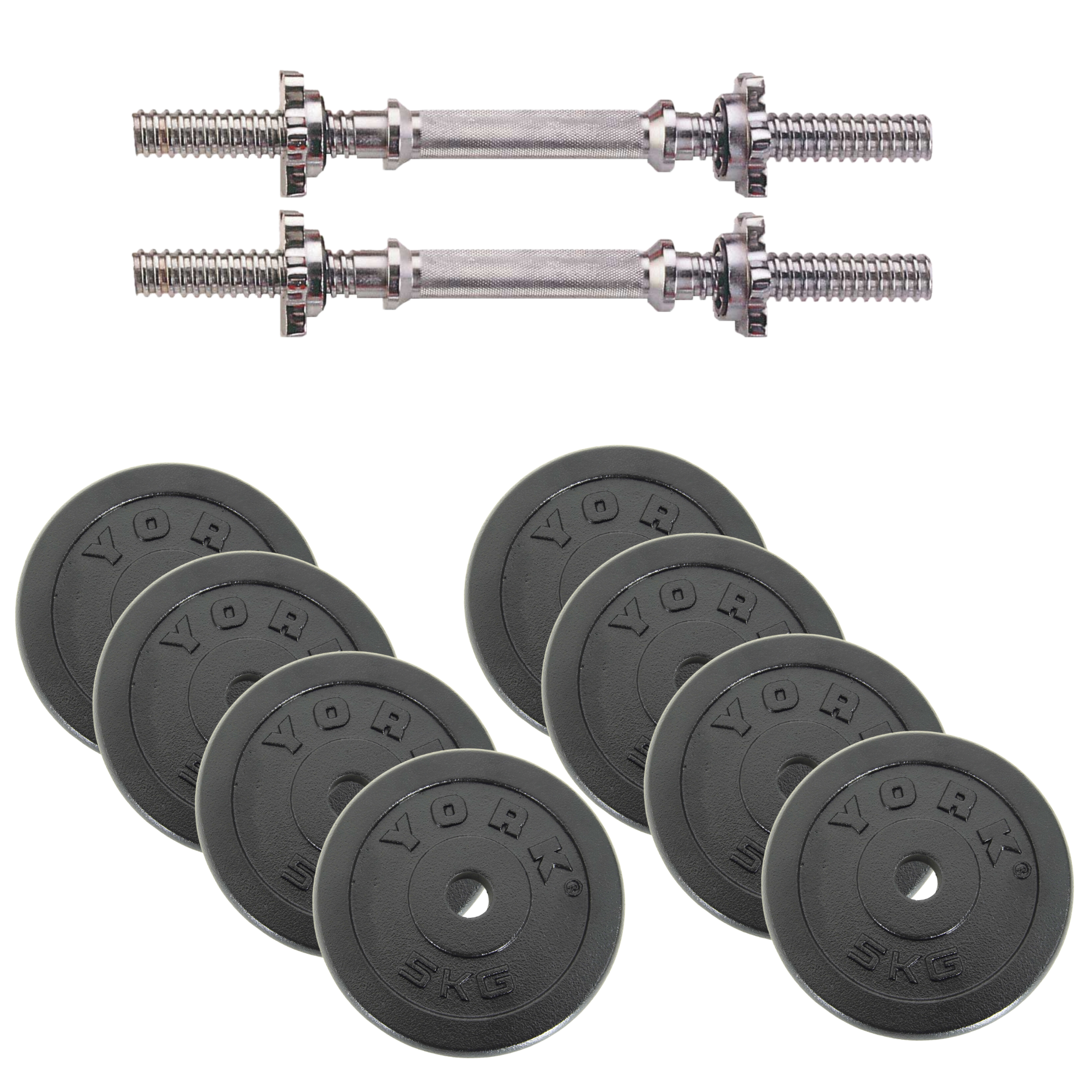 York Fitness 40 KG Black Cast Iron Dumbbell Spinlock Set (2 x 20kg)