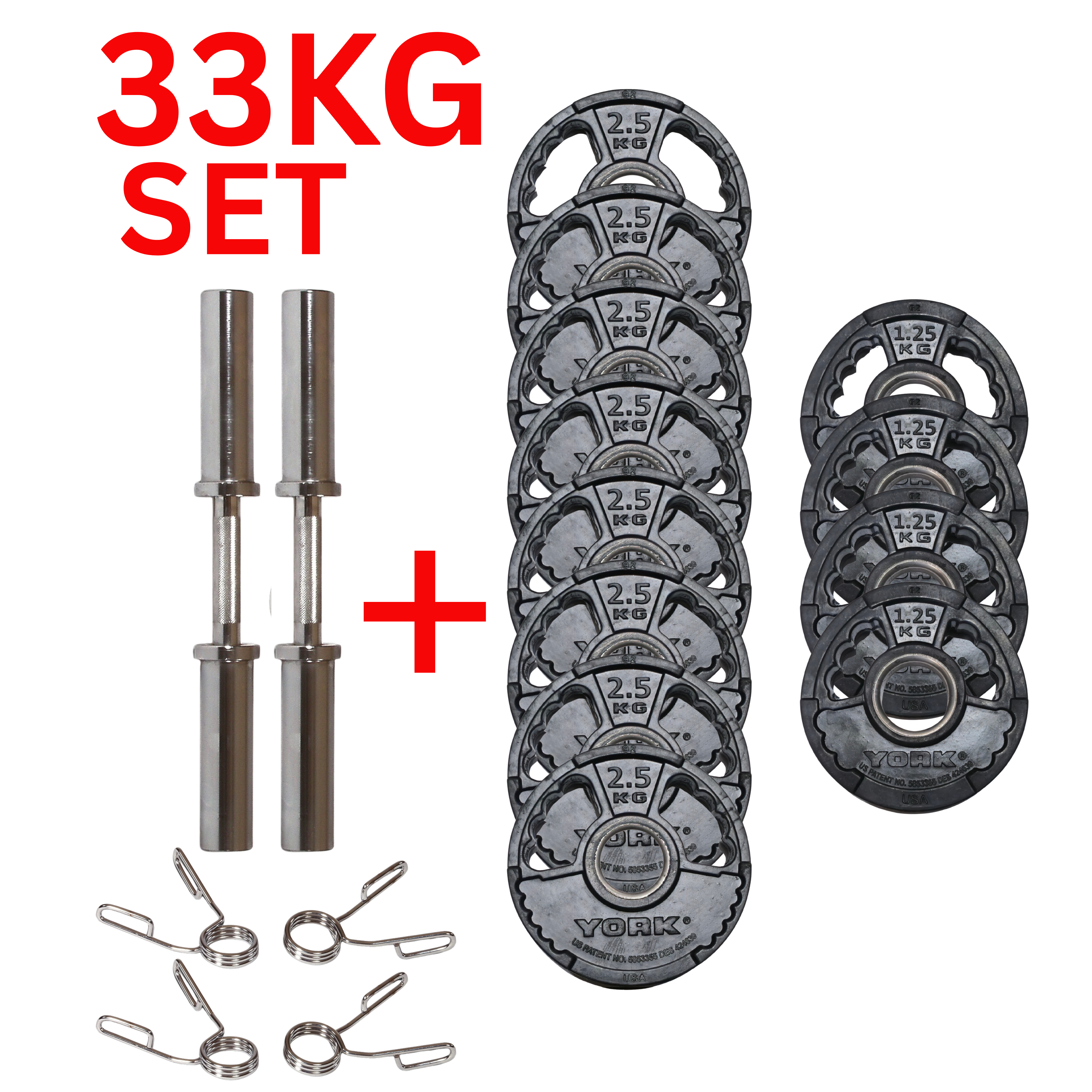 York Barbell G2 Rubber Olympic 33kg Dumbbell Set