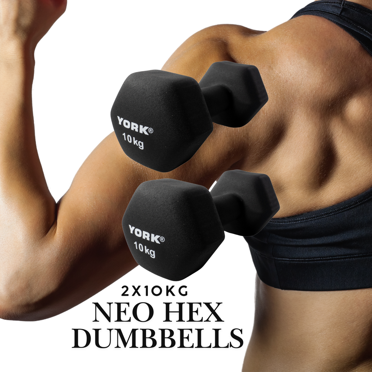 York Barbell 2 x 10kg Neo Hex Dumbbells Bundle