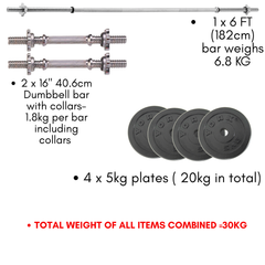 York Barbell 30kg Barbell/Dumbbell Bundle Set