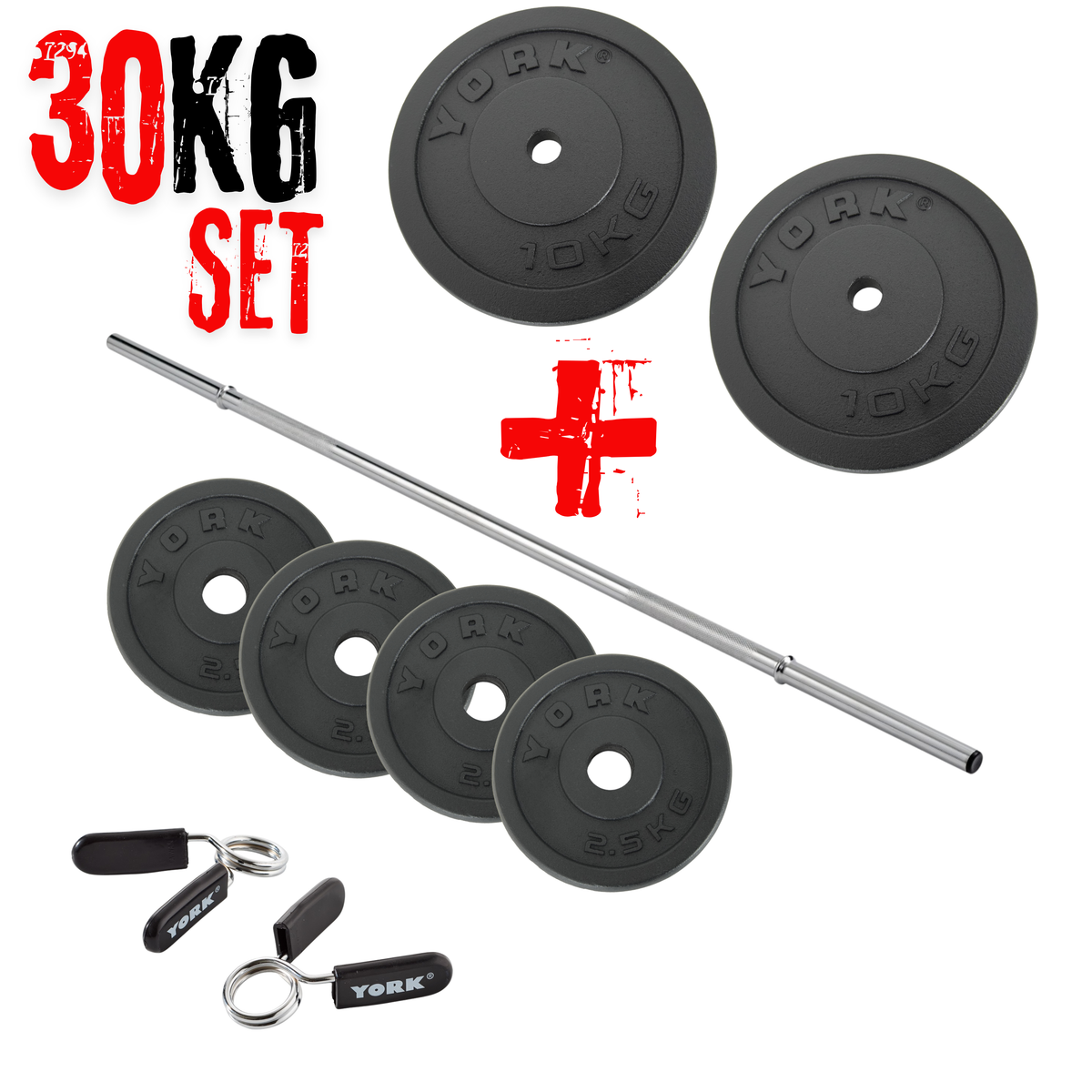 York Barbell 30kg "Ultra Light Chrome Aerobic Barbell Bundle