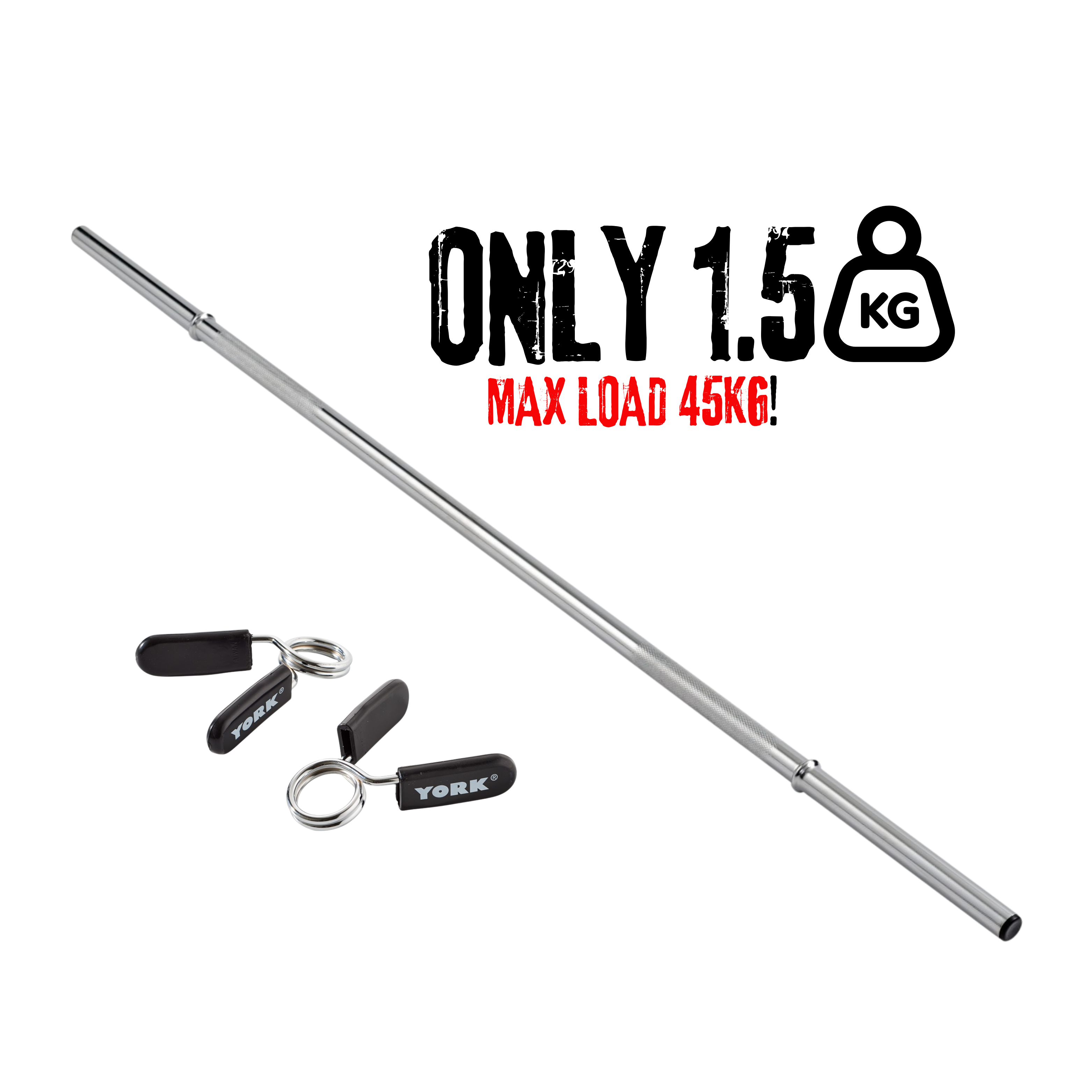 York Barbell 30kg "Ultra Light Chrome Aerobic Barbell Bundle