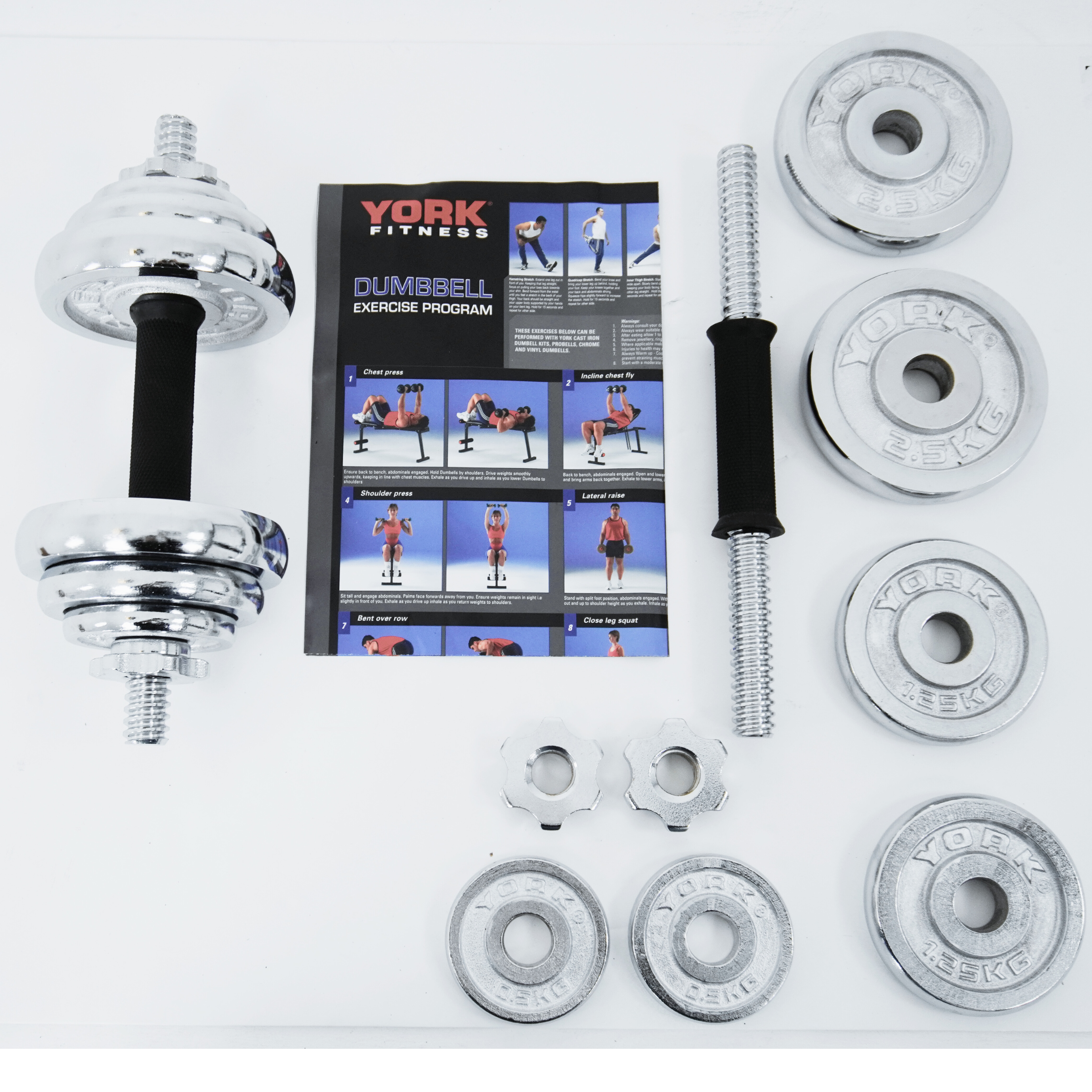 Chrome Dumbbell York Spinlock Dumbbell Set York Fitness 20 KG