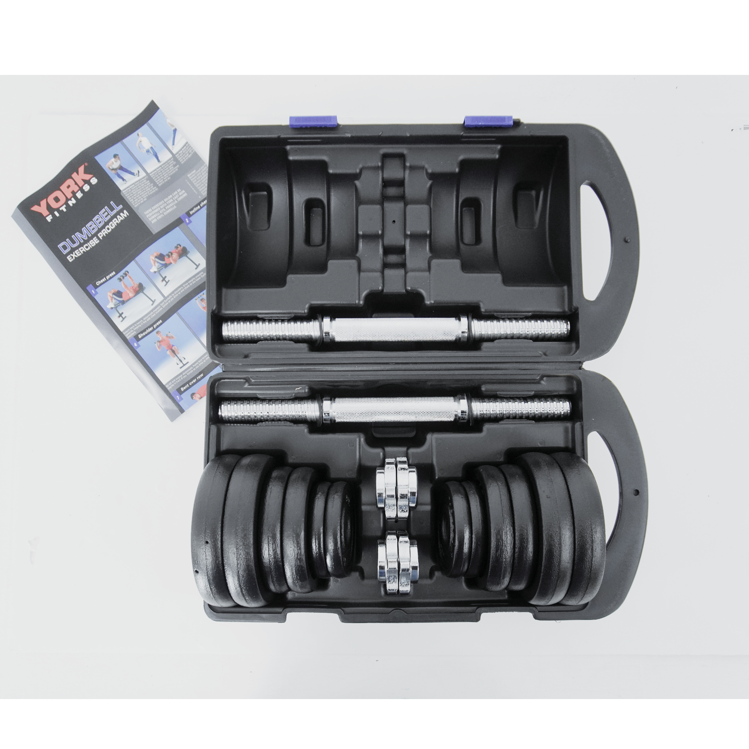 Black Cast Iron Dumbbell Set in Case 20 KG Weight Set Low