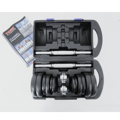 York Fitness 20kg Black Cast Iron Dumbbell Set and Case