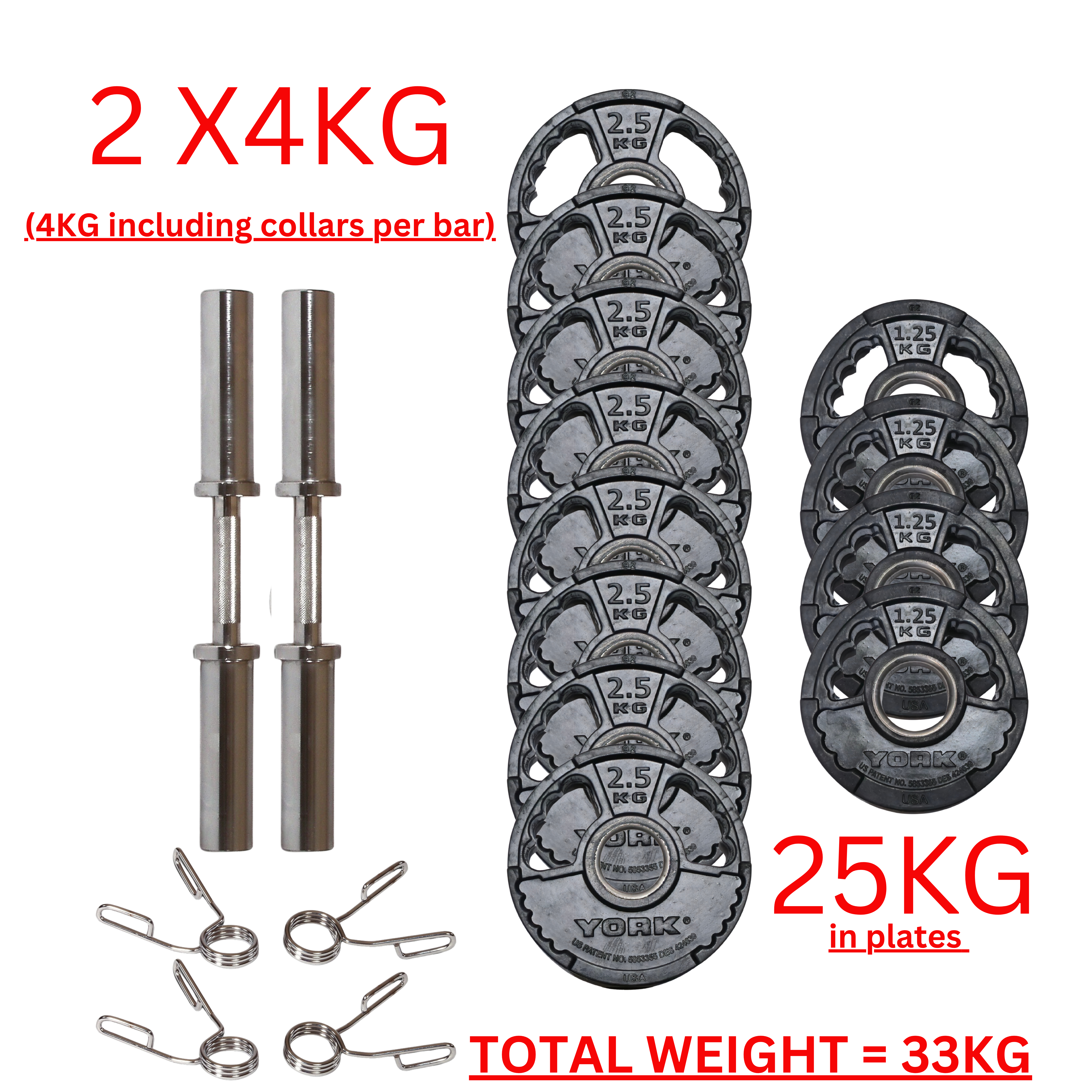 York Barbell G2 Rubber Olympic 33kg Dumbbell Set