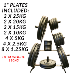 York Barbell 180kg Plate set with Tree rack