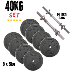 York Fitness 40 KG Black Cast Iron Dumbbell Spinlock Set (2 x 20kg)