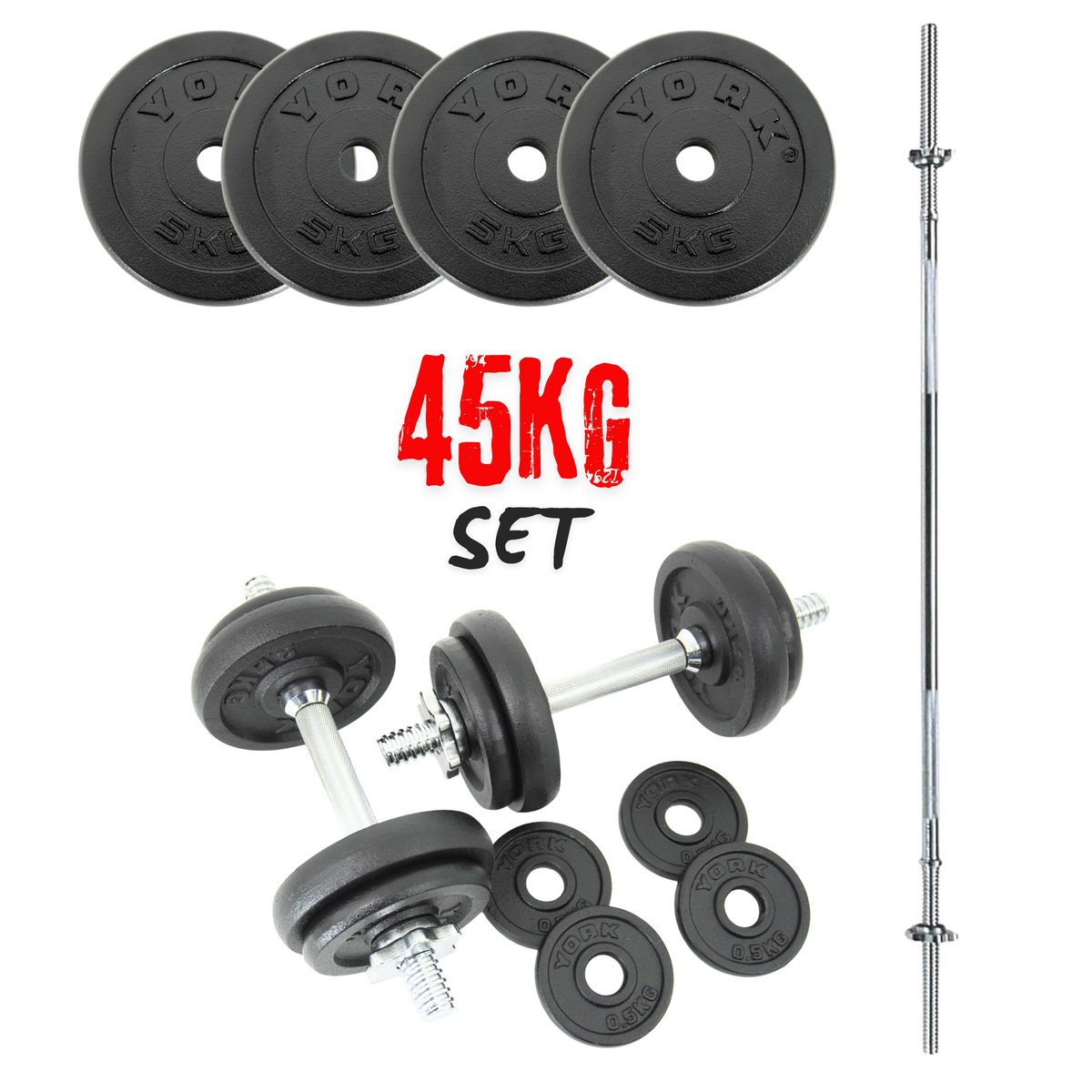 50 Kg York Free Weights Set York Fitness 50kg Dumbbell And Barbell