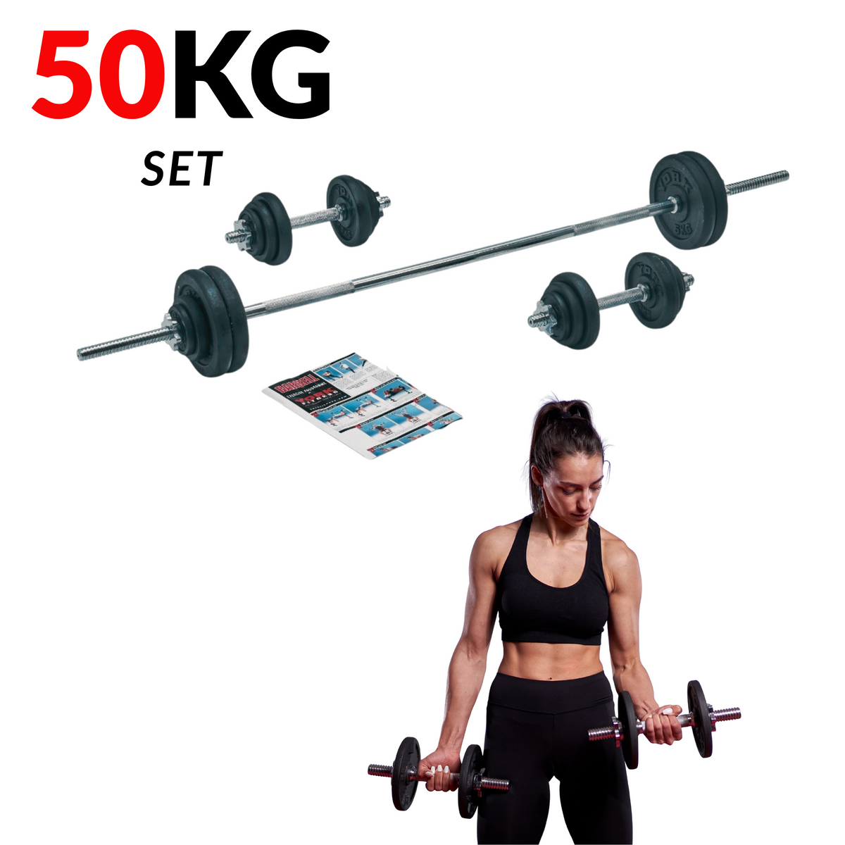 York Fitness 50 KG Cast Iron  Spinlock Barbell | Dumbbell Set