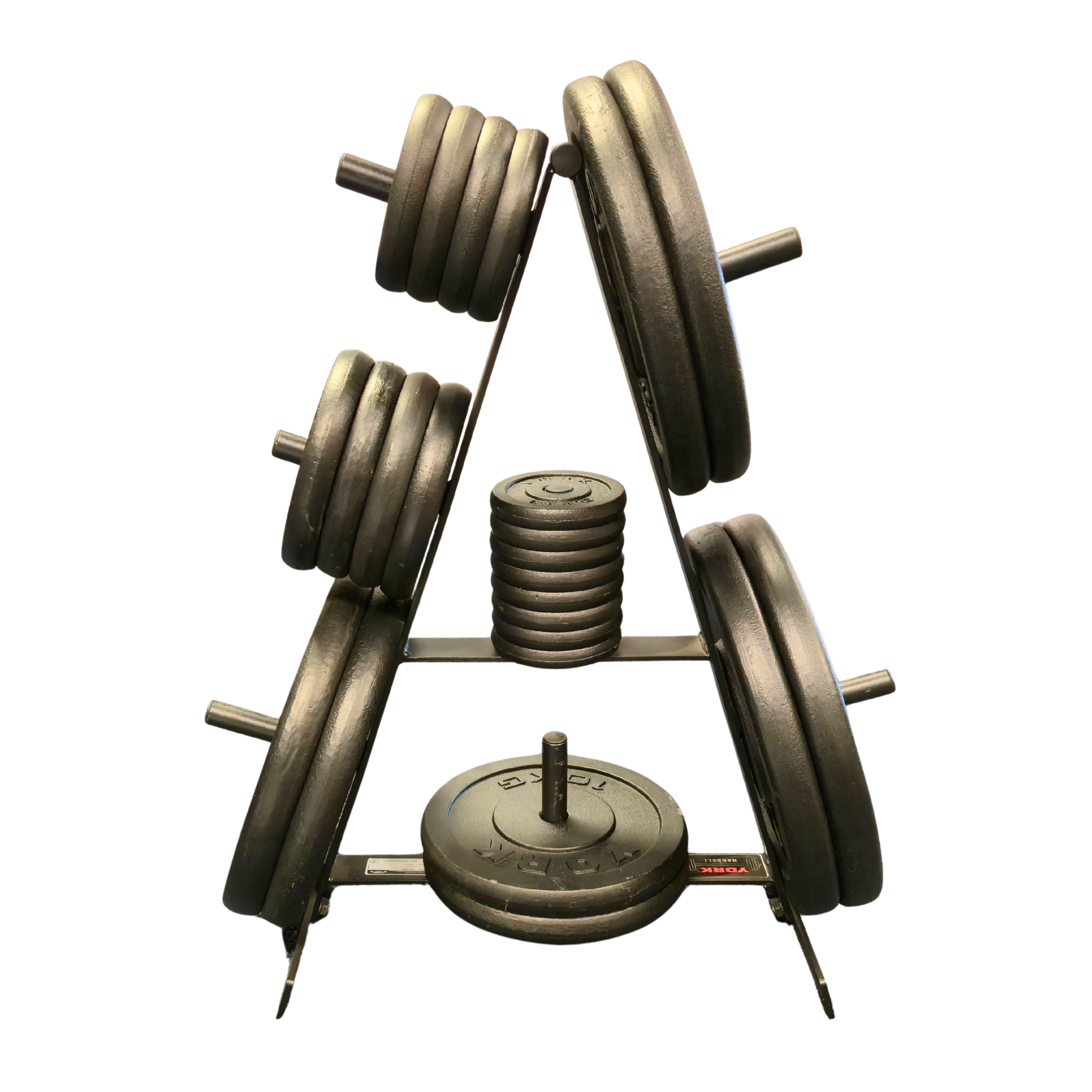 York Barbell 180kg Plate set with Tree rack