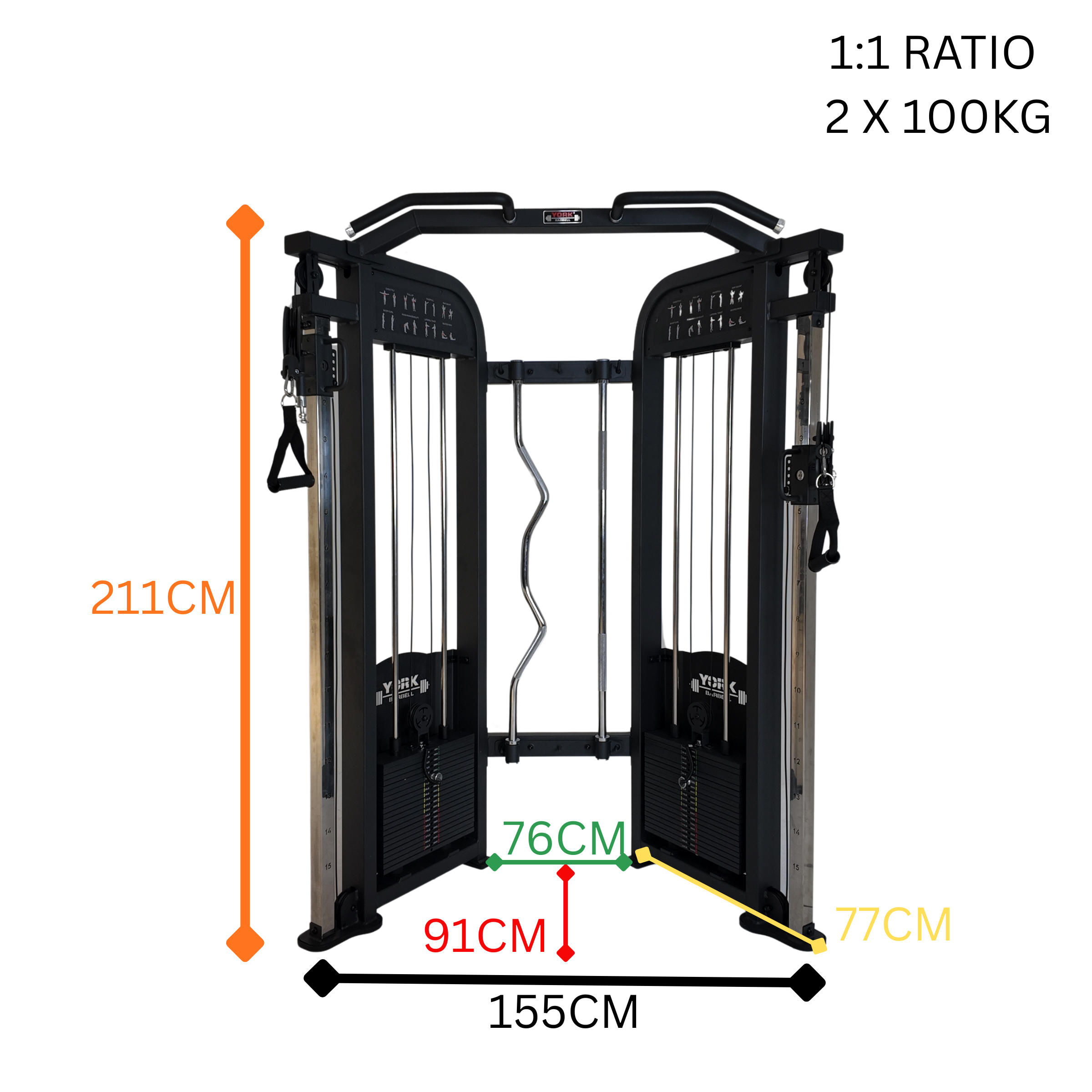 YORK BARBELL C32FT FUNCTIONAL TRAINER INC. 2 X 100KG