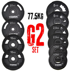 York Barbell G2 2" Cast Iron Olympic 77.5kg Weight Plates set