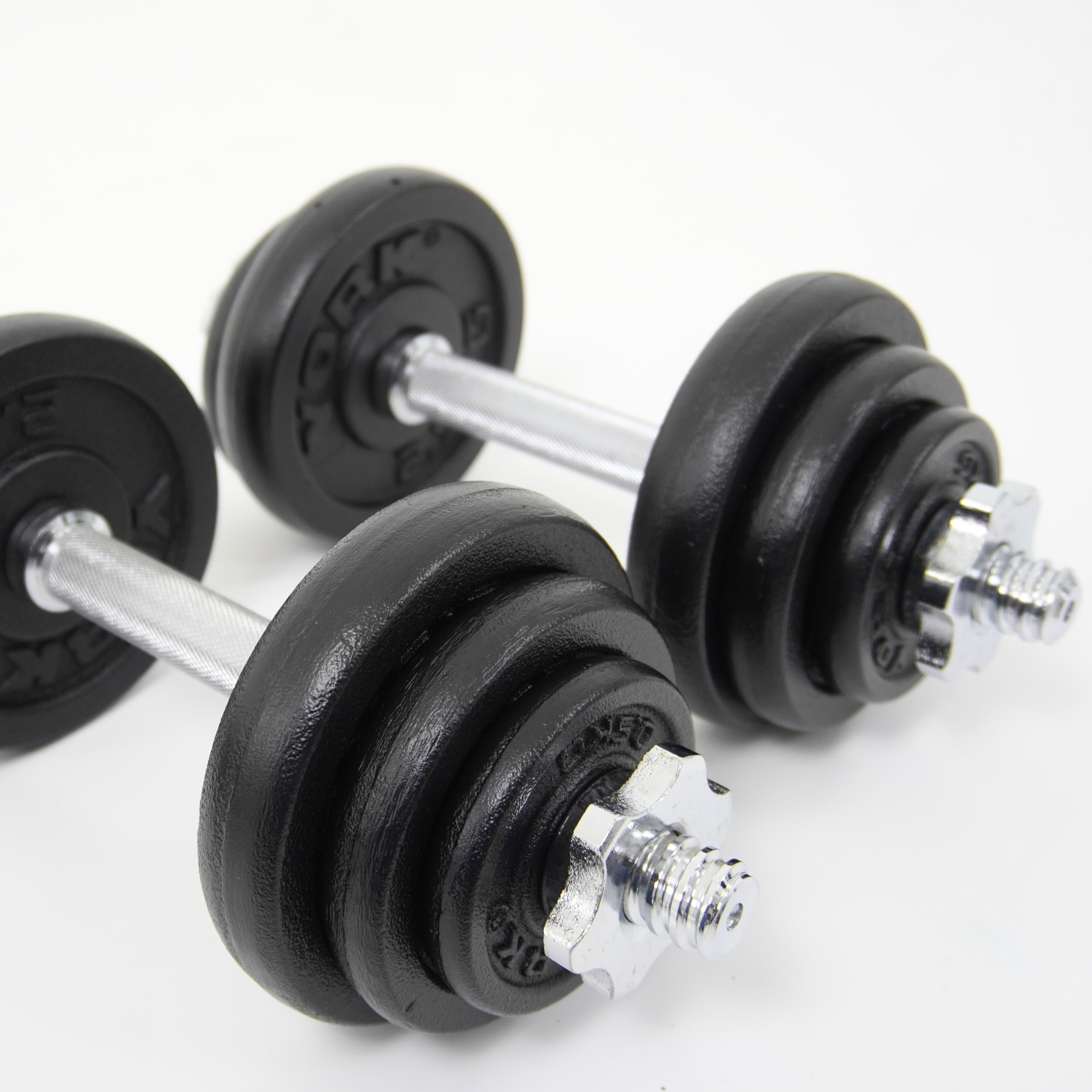 Black Cast Iron Dumbbell Set in Case 20 KG Weight Set Low