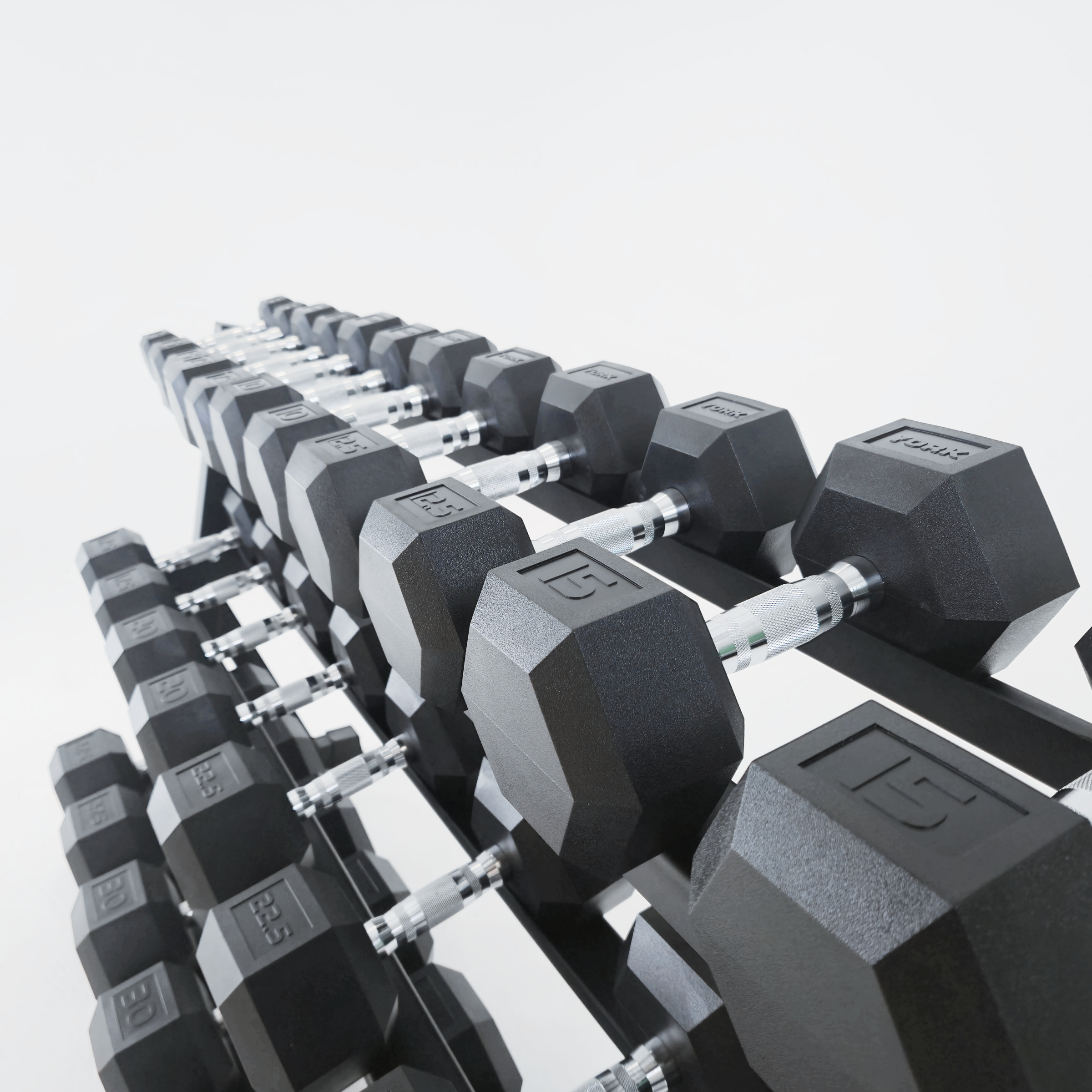 York Barbell 335KG PRO Hex Dumbbell & Rack and bench Bundle Set - York Fitness