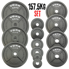 York Barbell Olympic 2" Hammertone Cast Iron 157.5kg Weight Plates Set