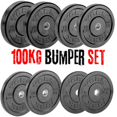 York Barbell Olympic Solid Rubber Black 100KG Bumper Plates Bundle