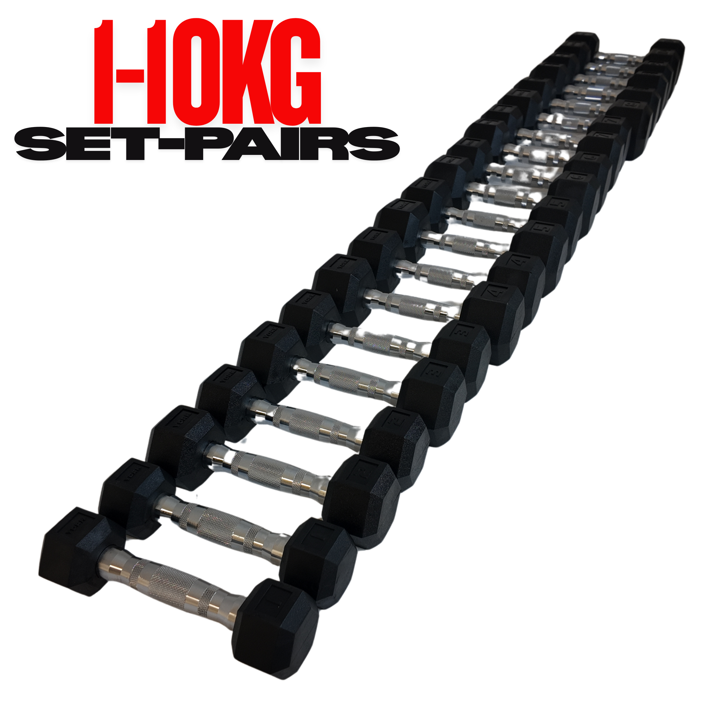 York Barbell 1kg-10kg Pro Hex Dumbbells Set - (20 Dumbbells)