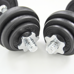 York Fitness 20 KG Black Cast Iron Dumbbell Spinlock Set (Metal collars)