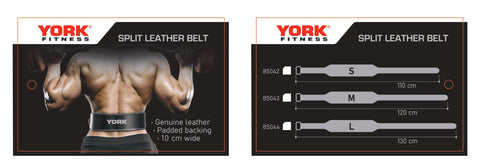 YORK Black Split Leather Belt / Double Stitched
