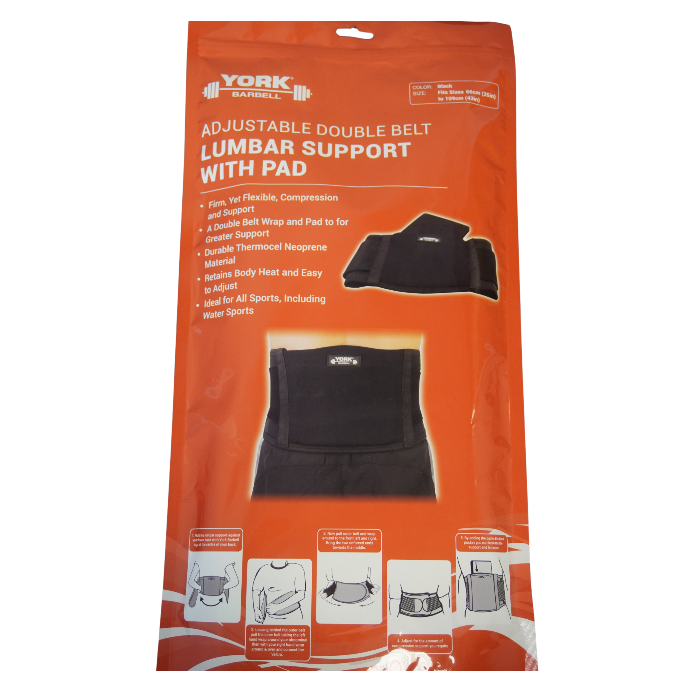 York Barbell Adjustable Double Belt Lumbar Support With Pad