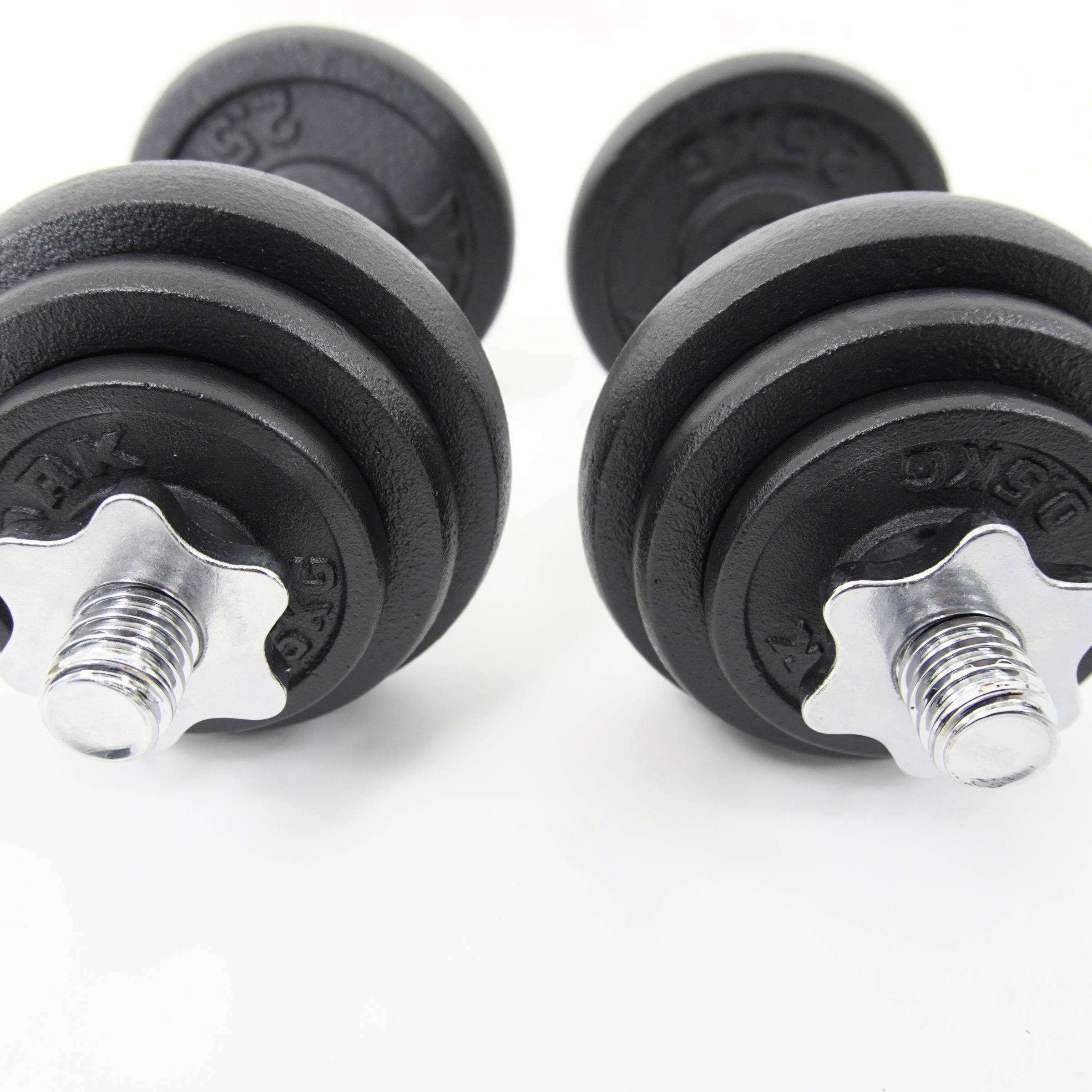 York Fitness 20 KG Black Cast Iron Dumbbell Spinlock Set (Metal collars)