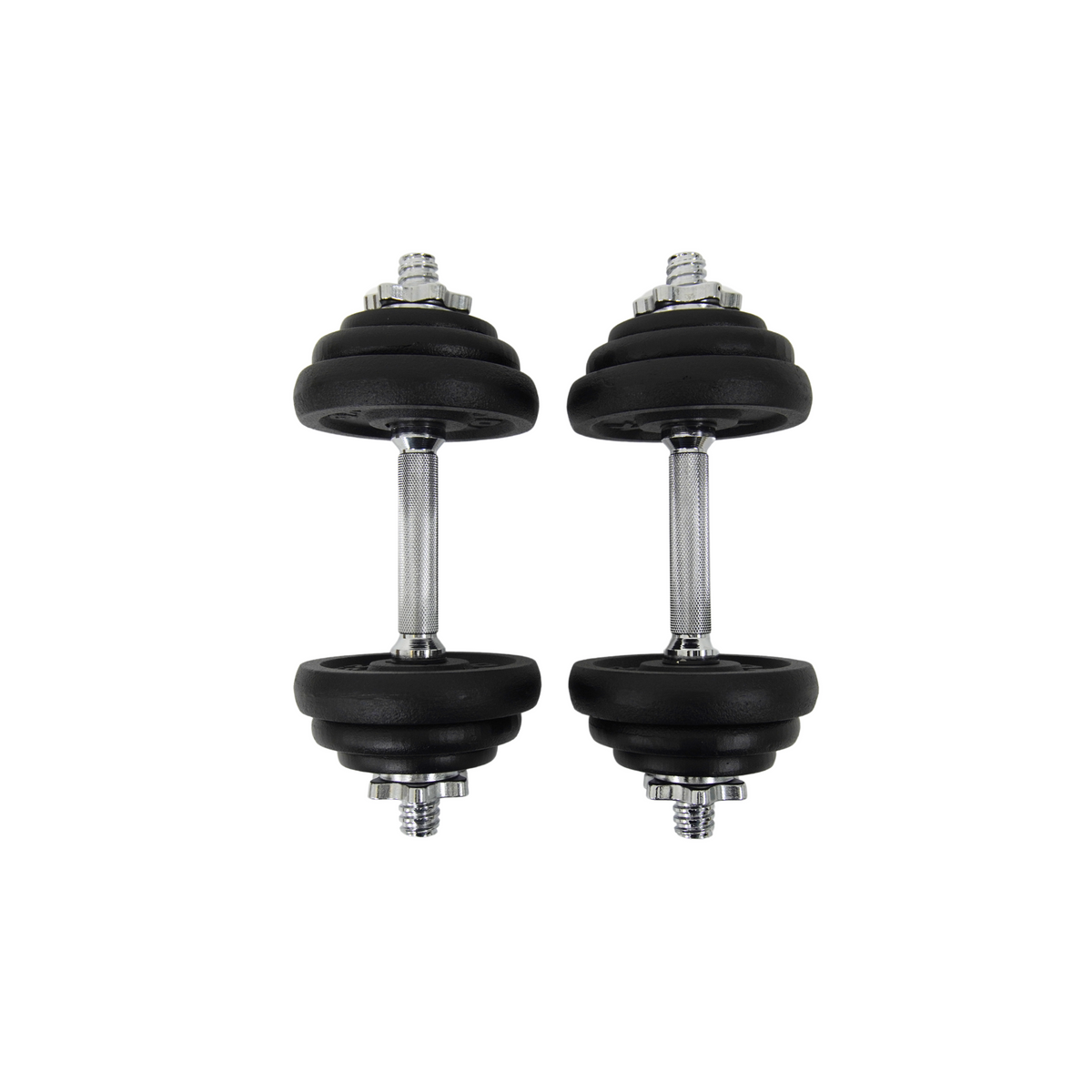 York Fitness 20 KG Black Cast Iron Dumbbell Spinlock Set (Metal collars)