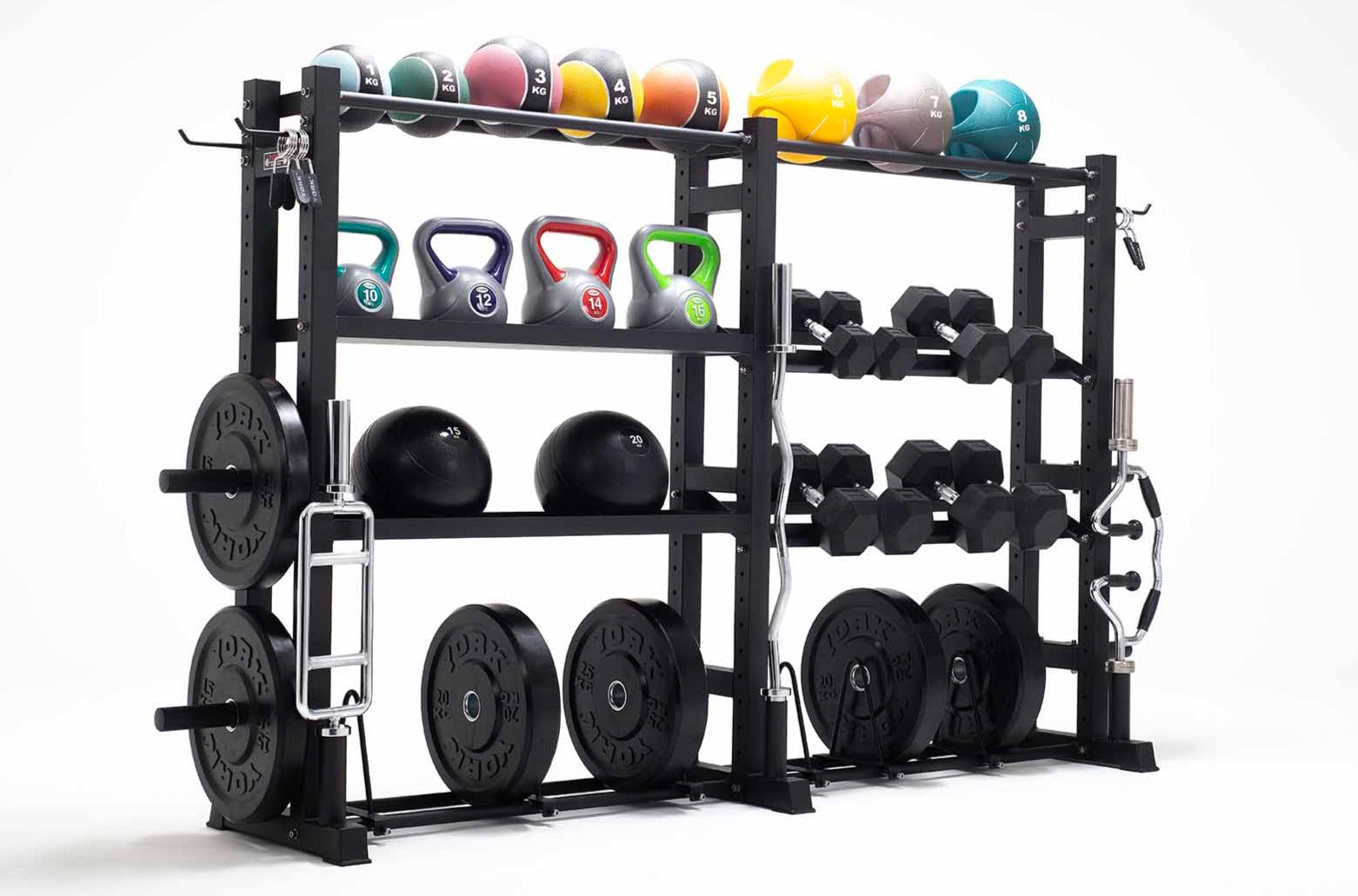 York Barbell 4-Tier Functional Weights & Bar Storage  - Black