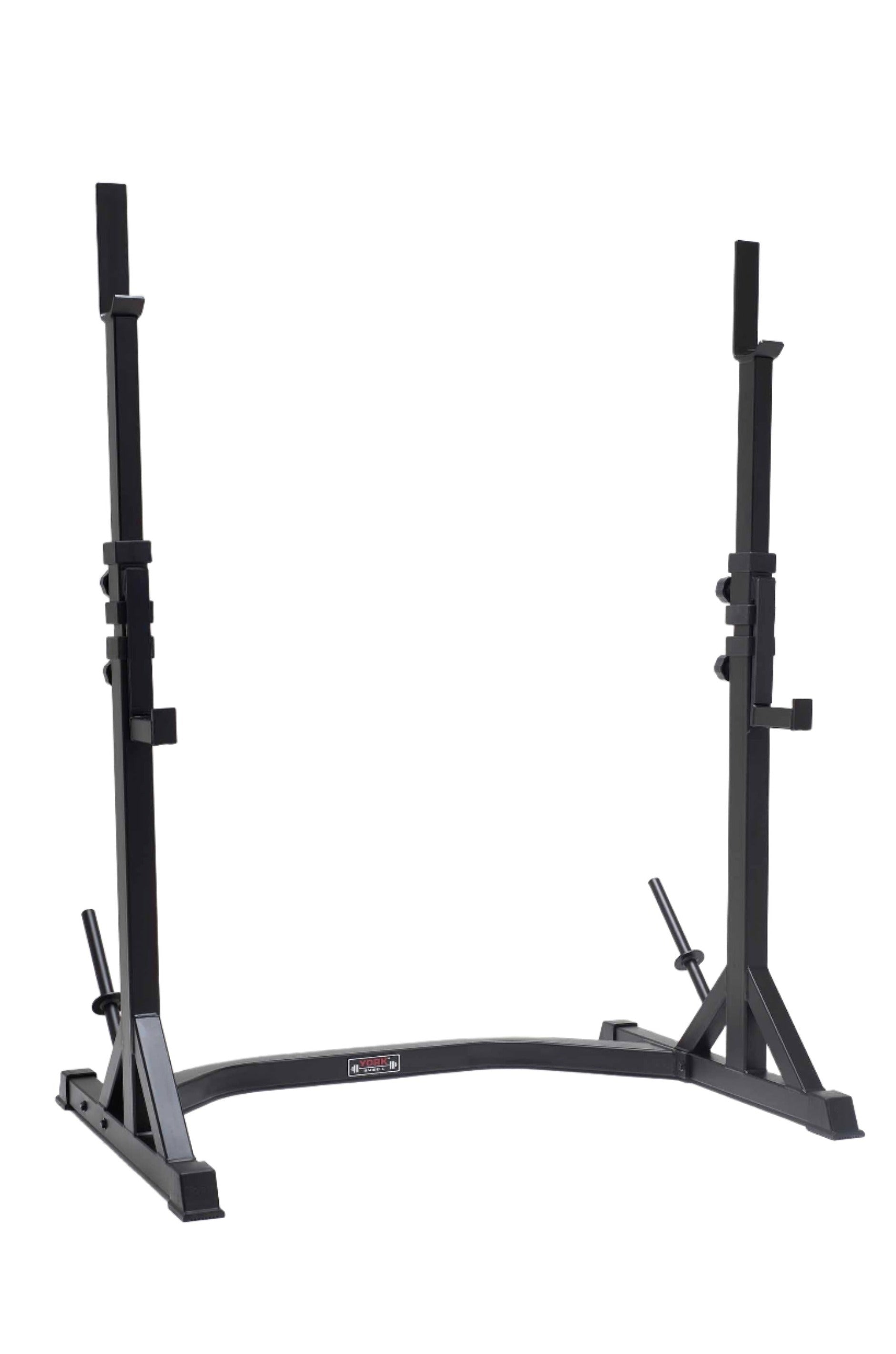 York Barbell C19S Squat Stands with Drop Hooks, Plate Storage