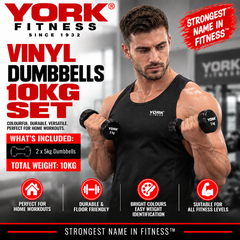 York Fitness 2x5kg Vinyl Dipped Dumbbells (Fitbells)