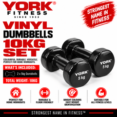 York Fitness 2x5kg Vinyl Dipped Dumbbells (Fitbells)