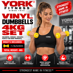 York Fitness 2x2kg Vinyl Dipped Dumbbells (Fitbells)
